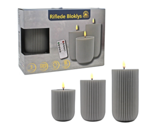 3-PACK RIFLEDE LED BLOKLYS  🕯️